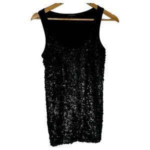 Women's Express Vintage Y2K Black Sequin Y2K Long Tank Top Small